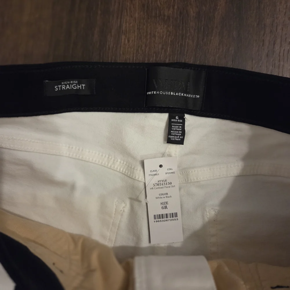 NWT White House Black Market White and Black Pants - Picture 5 of 7
